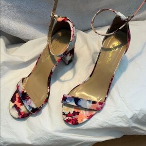 Floral Open Toe Heels